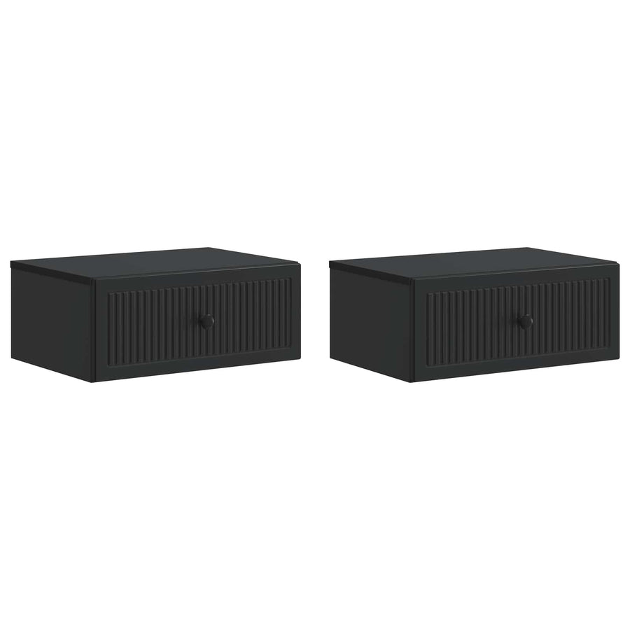 Nachtkastje met lade 2 pcs Zwart 49 x 34,5 x 20 cm Bewerkt hout