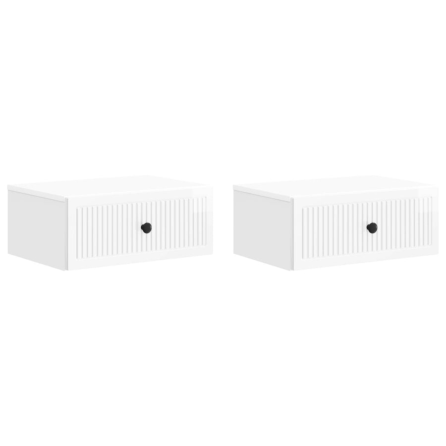 Nachtkastje 2 pcs Hoogglans Wit 49 x 34,5 x 20 cm Bewerkt hout