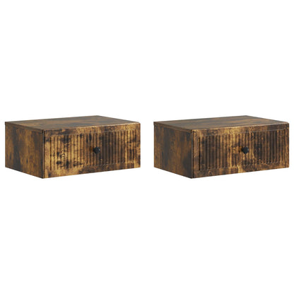 Nachtkastje 2 pcs Gerookt eiken 49 x 34,5 x 20 cm Bewerkt hout