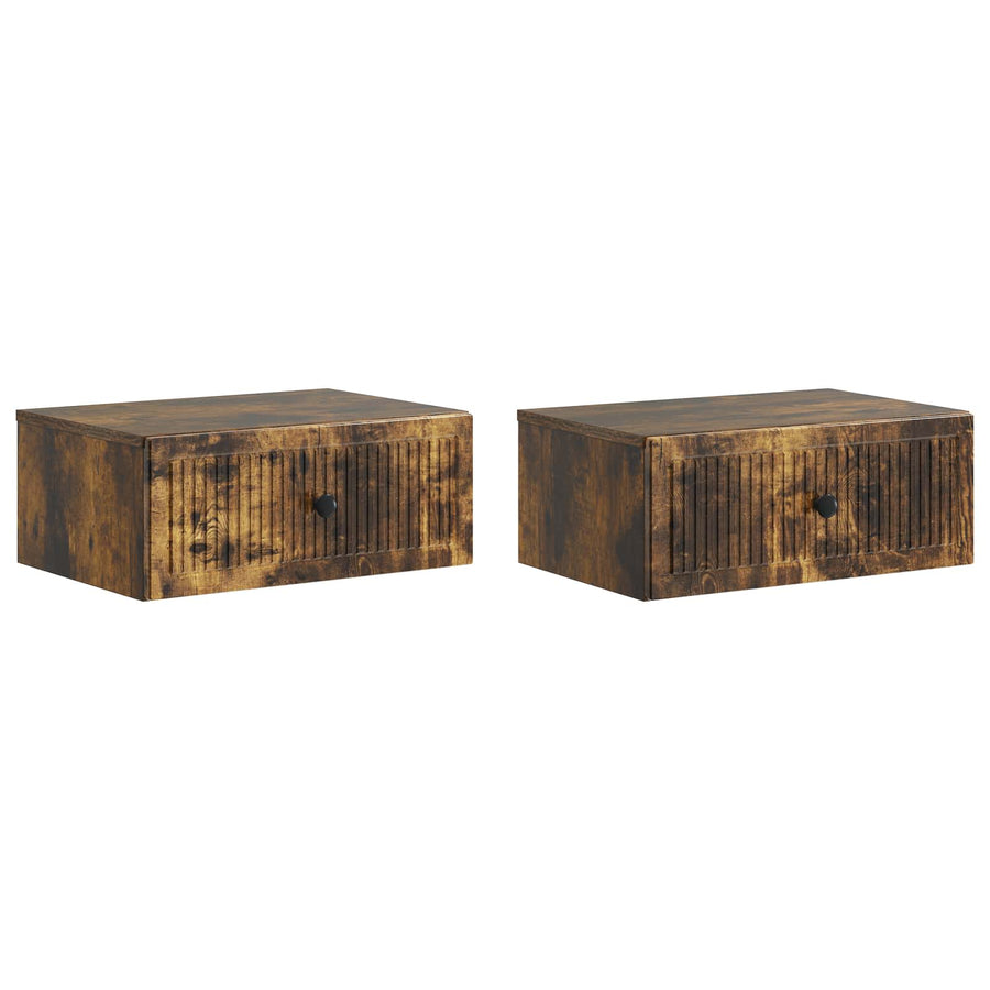 Nachtkastje 2 pcs Gerookt eiken 49 x 34,5 x 20 cm Bewerkt hout