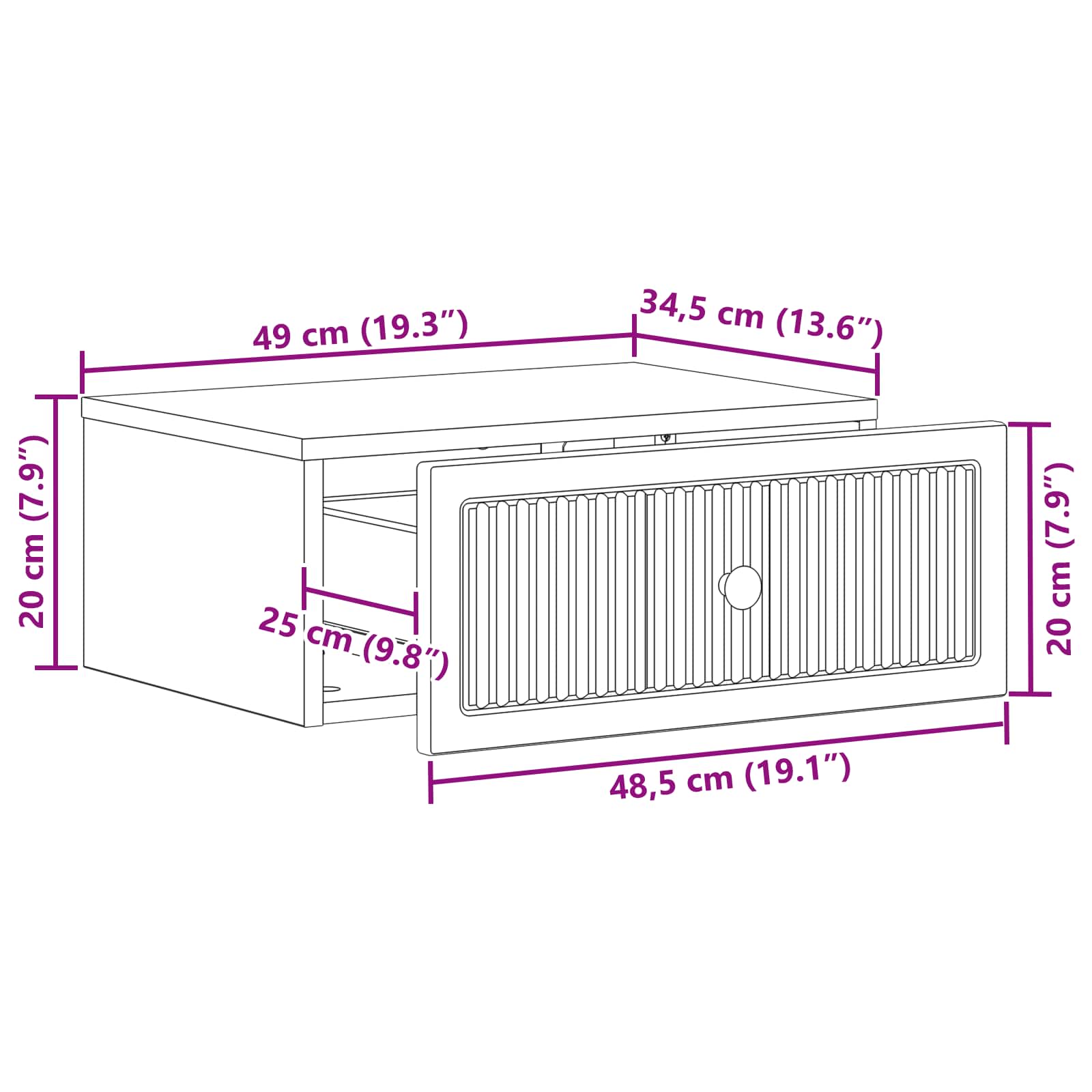 Nachtkastje 2 pcs Gerookt eiken 49 x 34,5 x 20 cm Bewerkt hout