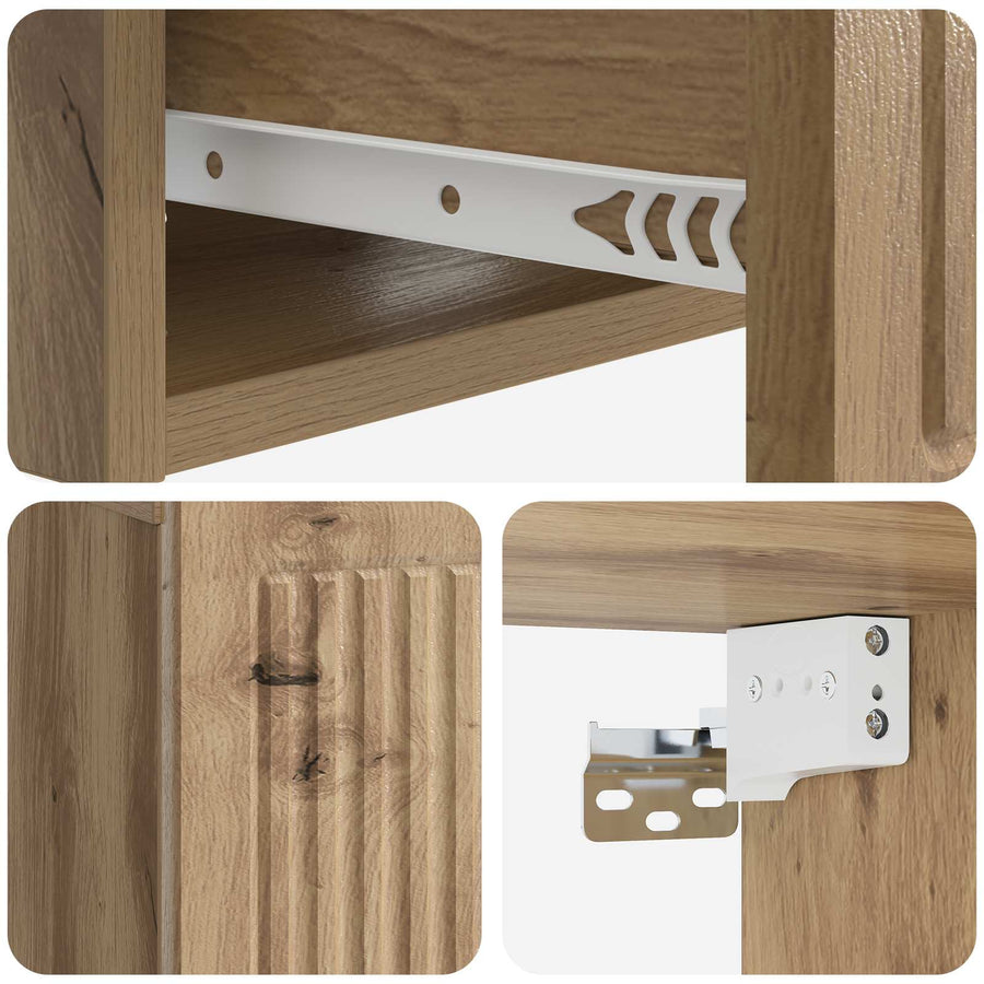 Nachtkastje Artisanaal eiken 49 x 34,5 x 20 cm Bewerkt hout
