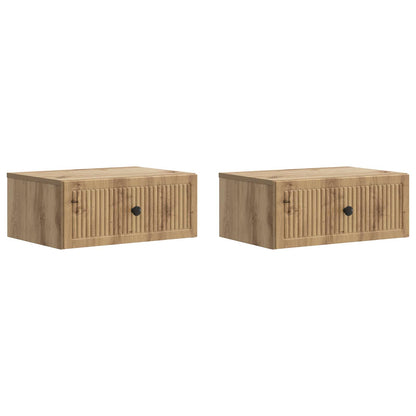 Nachtkastje met lade 2 pcs Artisanaal eiken 49 x 34,5 x 20 cm