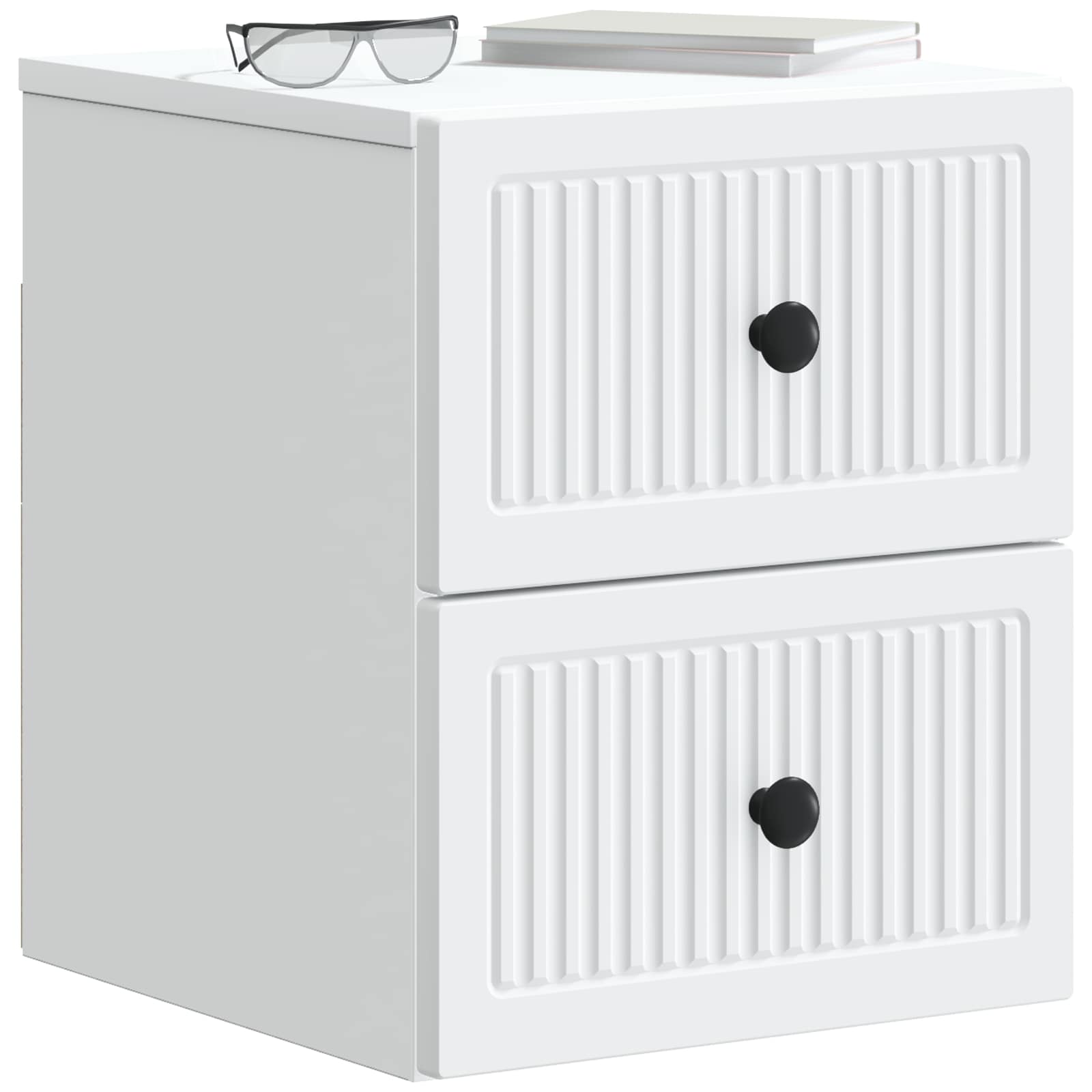 Wandbeugel Bedkast met lade Wit 33 x 34,5 x 40 cm Bewerkt hout