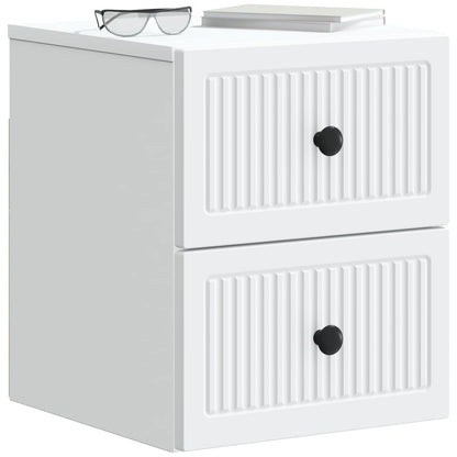 Wandbeugel Bedkast met lade Wit 33 x 34,5 x 40 cm Bewerkt hout