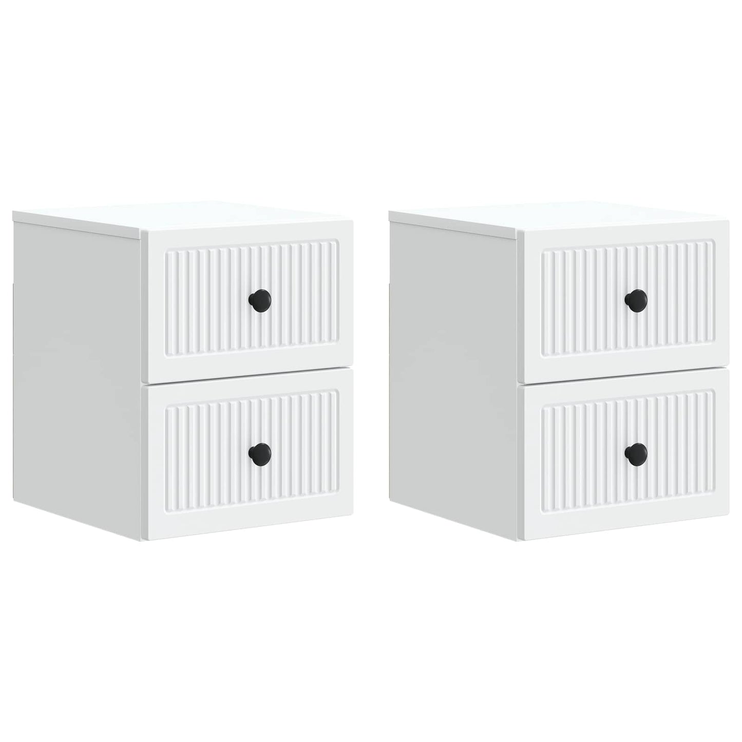 Wandbeugel Bedkast 2 pcs Wit 33 x 34,5 x 40 cm Bewerkt hout