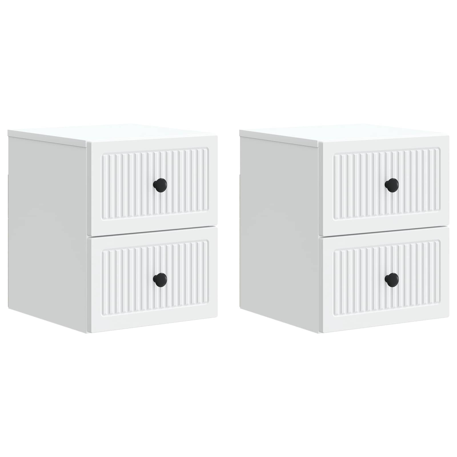 Wandbeugel Bedkast 2 pcs Wit 33 x 34,5 x 40 cm Bewerkt hout
