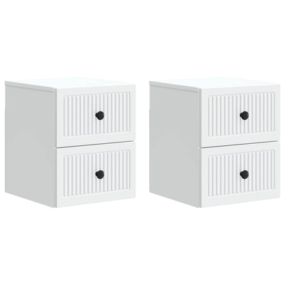 Wandbeugel Bedkast 2 pcs Wit 33 x 34,5 x 40 cm Bewerkt hout
