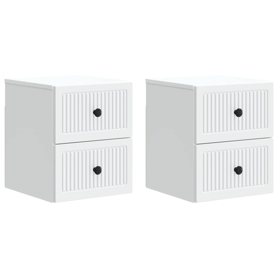 Wandbeugel Bedkast 2 pcs Wit 33 x 34,5 x 40 cm Bewerkt hout