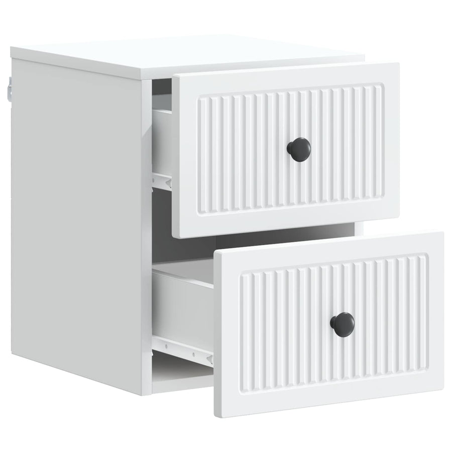 Wandbeugel Bedkast 2 pcs Wit 33 x 34,5 x 40 cm Bewerkt hout