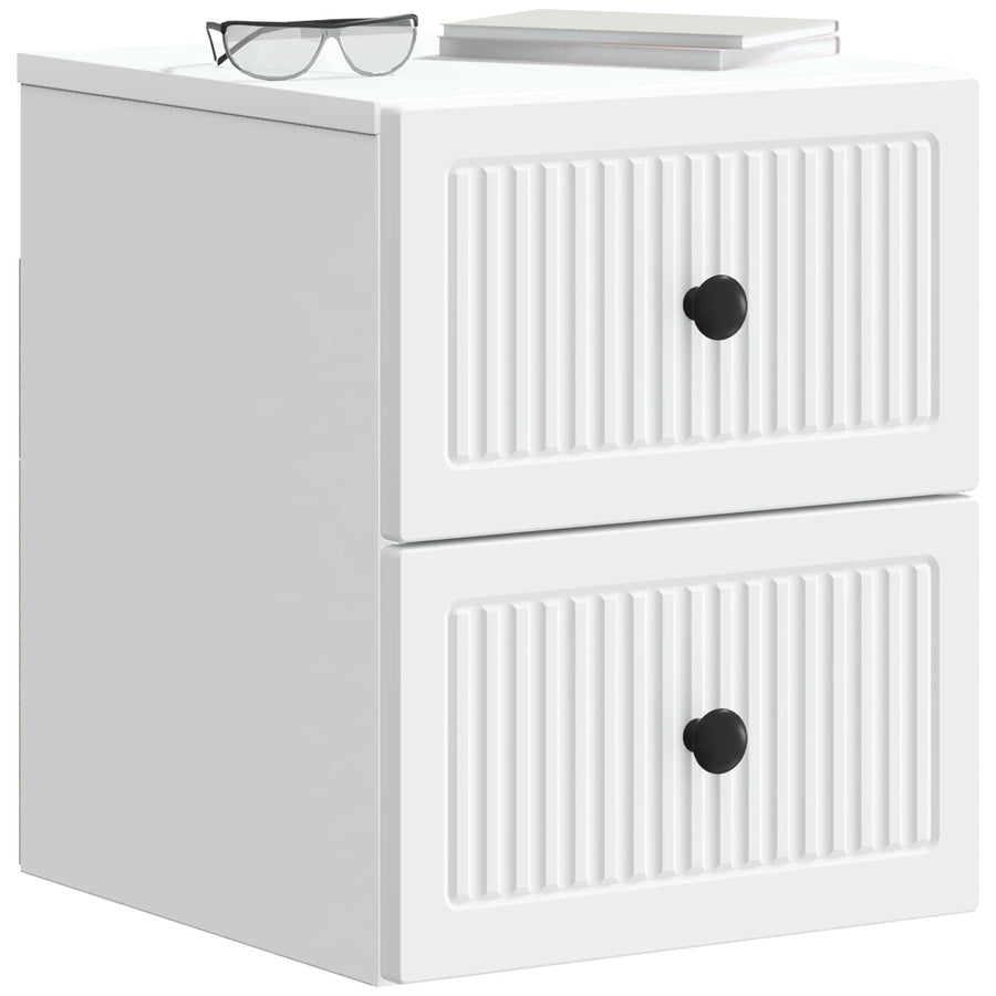 Wandbeugel Bedkast 2 pcs Wit 33 x 34,5 x 40 cm Bewerkt hout
