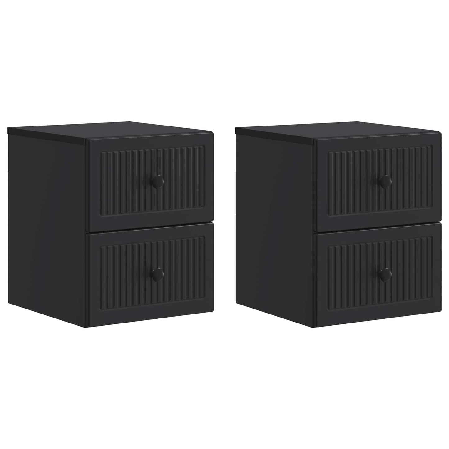 Wandbeugel Bedkast 2 pcs Zwart 33 x 34,5 x 40 cm Bewerkt hout