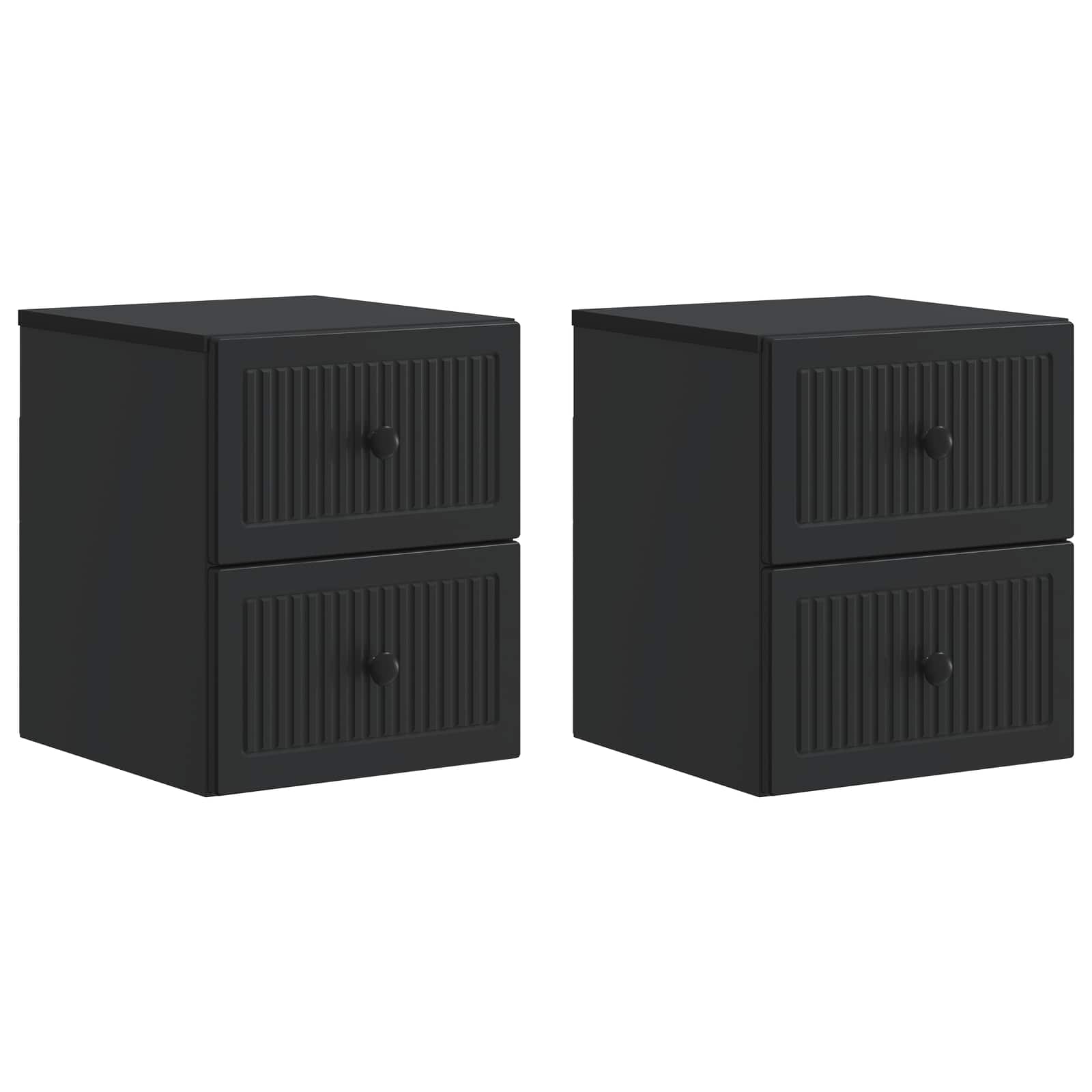 Wandbeugel Bedkast 2 pcs Zwart 33 x 34,5 x 40 cm Bewerkt hout