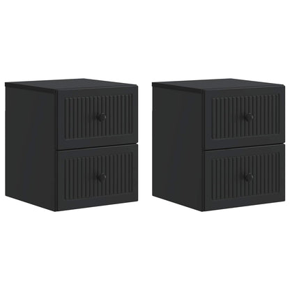 Wandbeugel Bedkast 2 pcs Zwart 33 x 34,5 x 40 cm Bewerkt hout