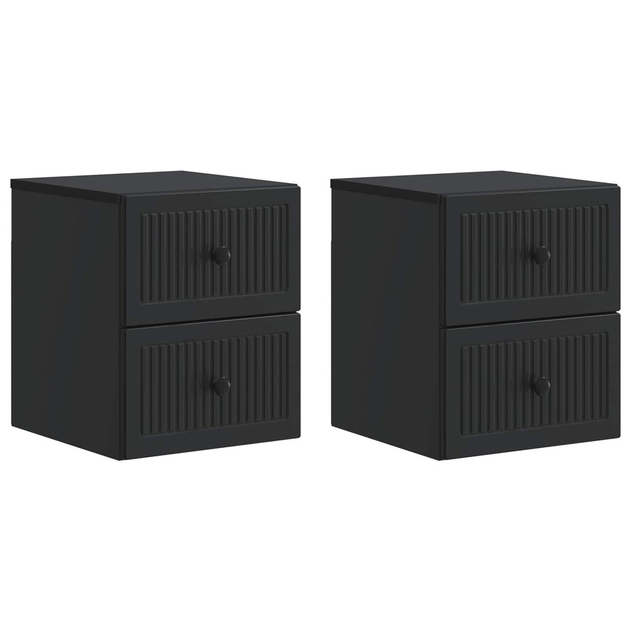 Wandbeugel Bedkast 2 pcs Zwart 33 x 34,5 x 40 cm Bewerkt hout