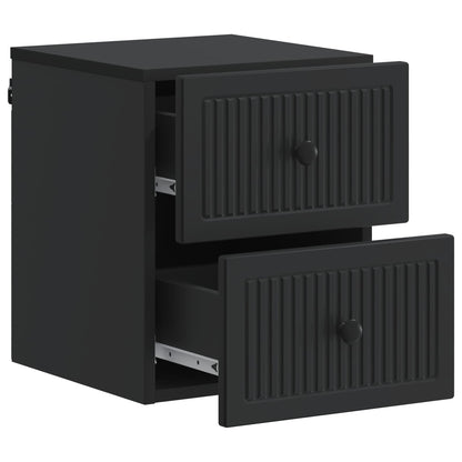 Wandbeugel Bedkast 2 pcs Zwart 33 x 34,5 x 40 cm Bewerkt hout