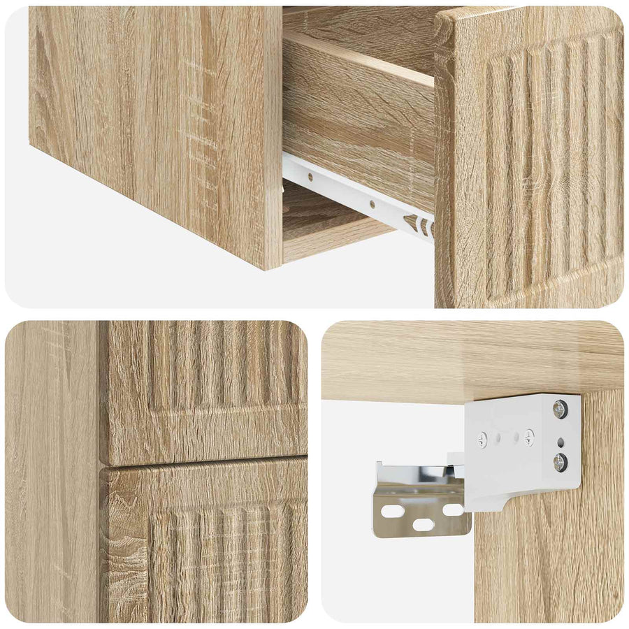 Wandbeugel Bedkast Sonoma Eiken 33 x 34,5 x 40 cm Bewerkt hout