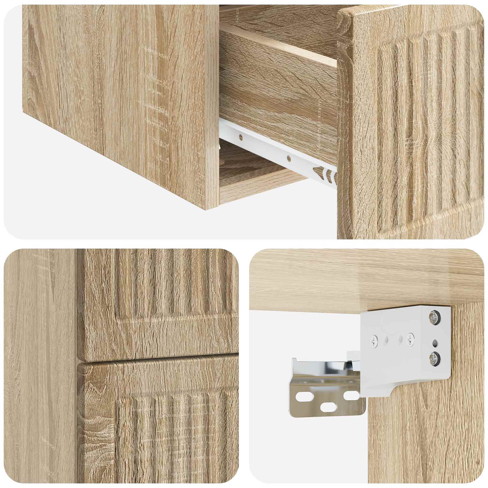 Wandbeugel Bedkast 2 pcs Sonoma Eiken 33 x 34,5 x 40 cm