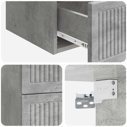 Wandbeugel Bedkast Betongrijs 33 x 34,5 x 40 cm Bewerkt hout