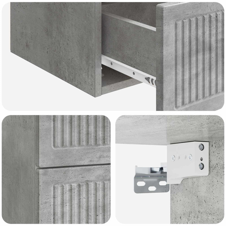 Wandbeugel Bedkast Betongrijs 33 x 34,5 x 40 cm Bewerkt hout