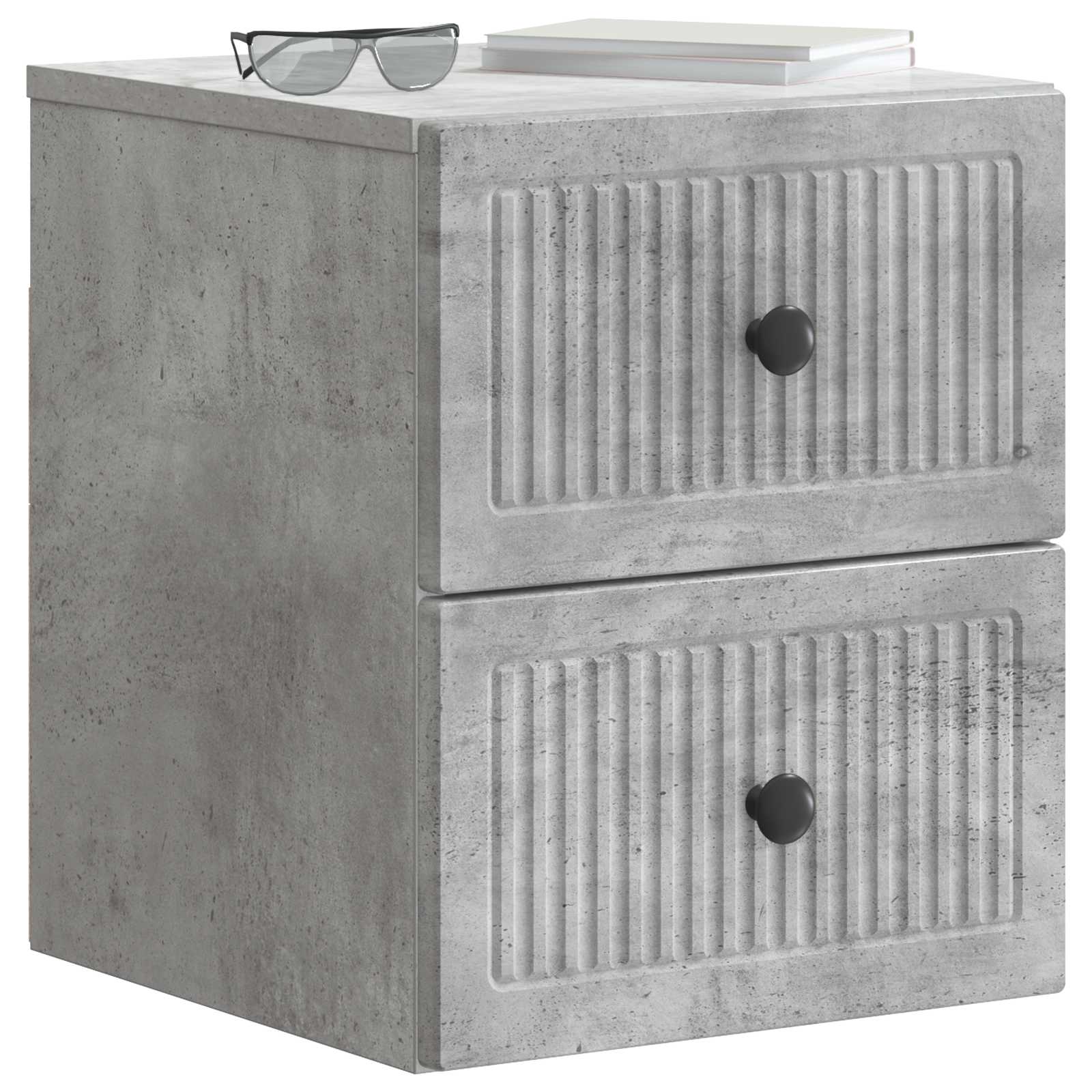 Wandbeugel Bedkast Betongrijs 33 x 34,5 x 40 cm Bewerkt hout