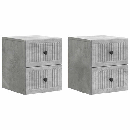 Wandbeugel Bedkast met lade 2 pcs Betongrijs 33 x 34,5 x 40 cm