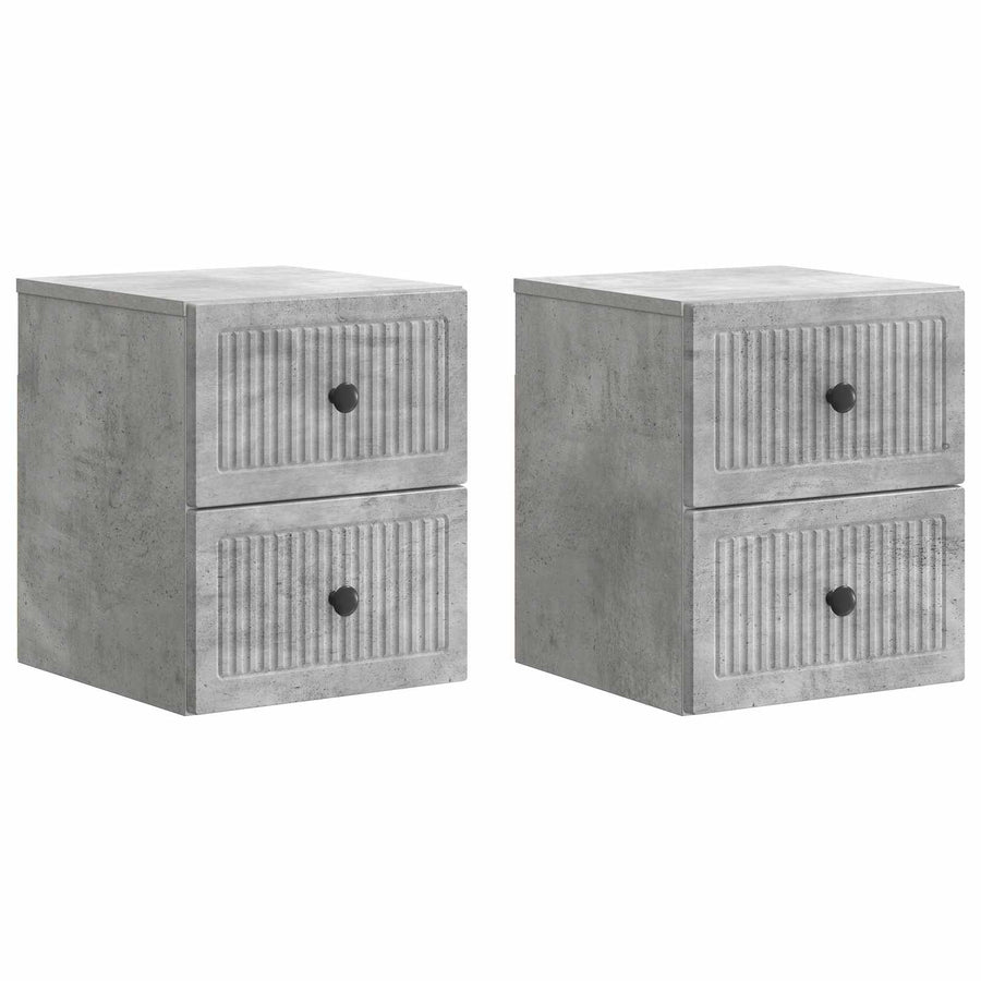 Wandbeugel Bedkast met lade 2 pcs Betongrijs 33 x 34,5 x 40 cm