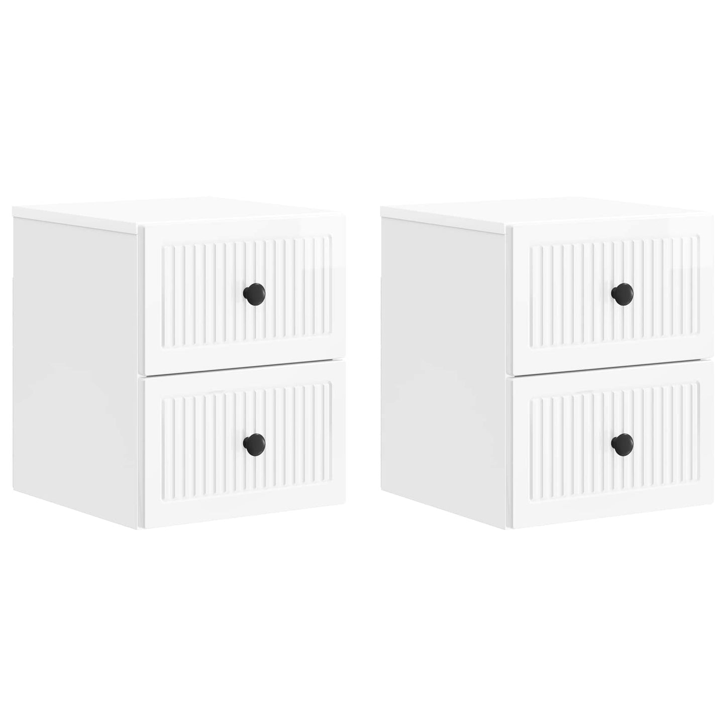 Wandbeugel Bedkast 2 pcs Hoogglans Wit 33 x 34,5 x 40 cm