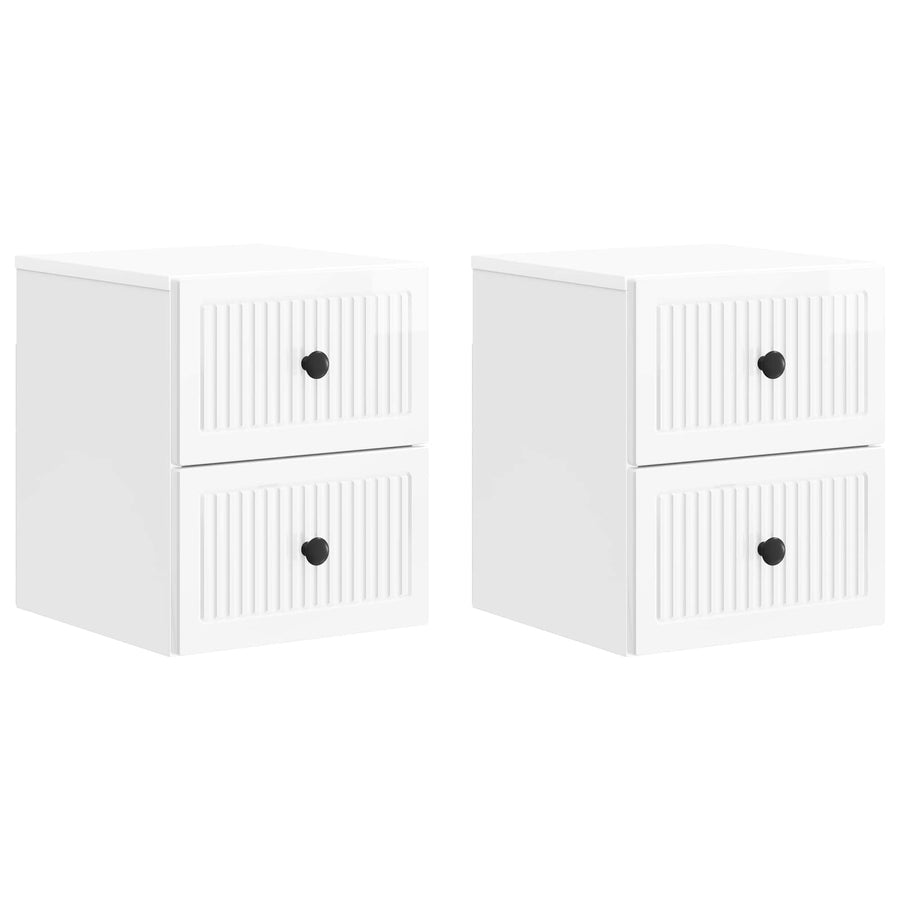 Wandbeugel Bedkast 2 pcs Hoogglans Wit 33 x 34,5 x 40 cm
