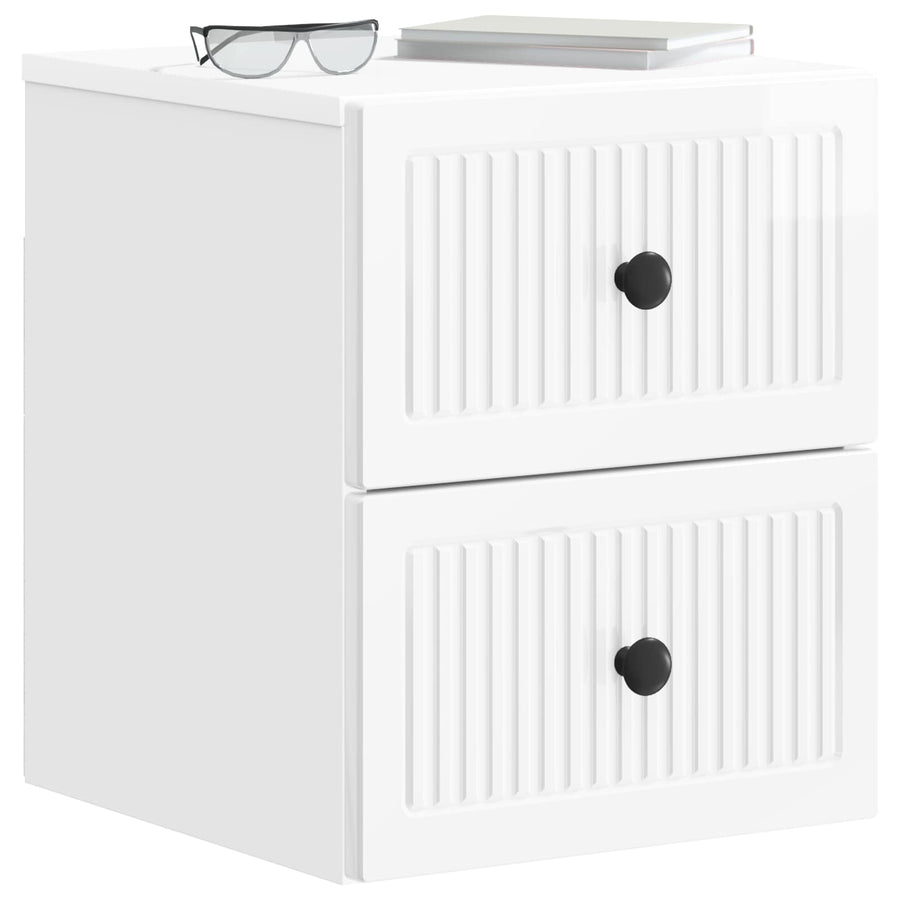 Wandbeugel Bedkast 2 pcs Hoogglans Wit 33 x 34,5 x 40 cm