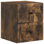 Nachtkastje 33x34.5x40 cm gerookt eiken bewerkt hout muurmontage