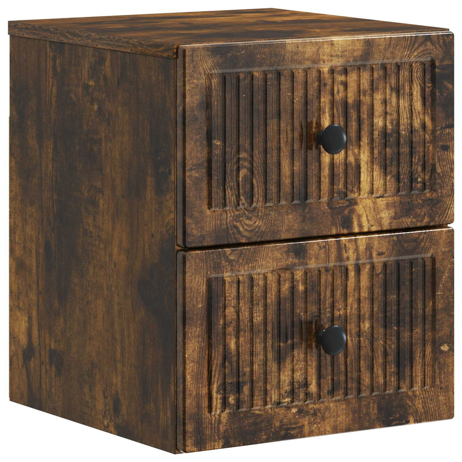 Wandbeugel Bedkast Gerookt eiken 33 x 34,5 x 40 cm Bewerkt hout