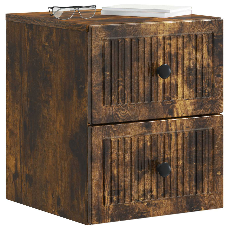 Wandbeugel Bedkast Gerookt eiken 33 x 34,5 x 40 cm Bewerkt hout