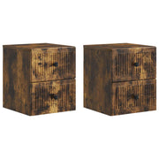 Nachtkastjes 33x34,5x40 cm gerookt eiken 2 stuks