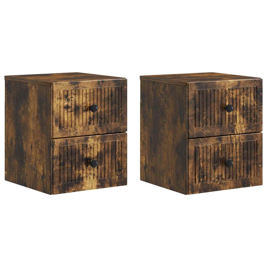 Wandbeugel Bedkast 2 pcs Gerookt eiken 33 x 34,5 x 40 cm