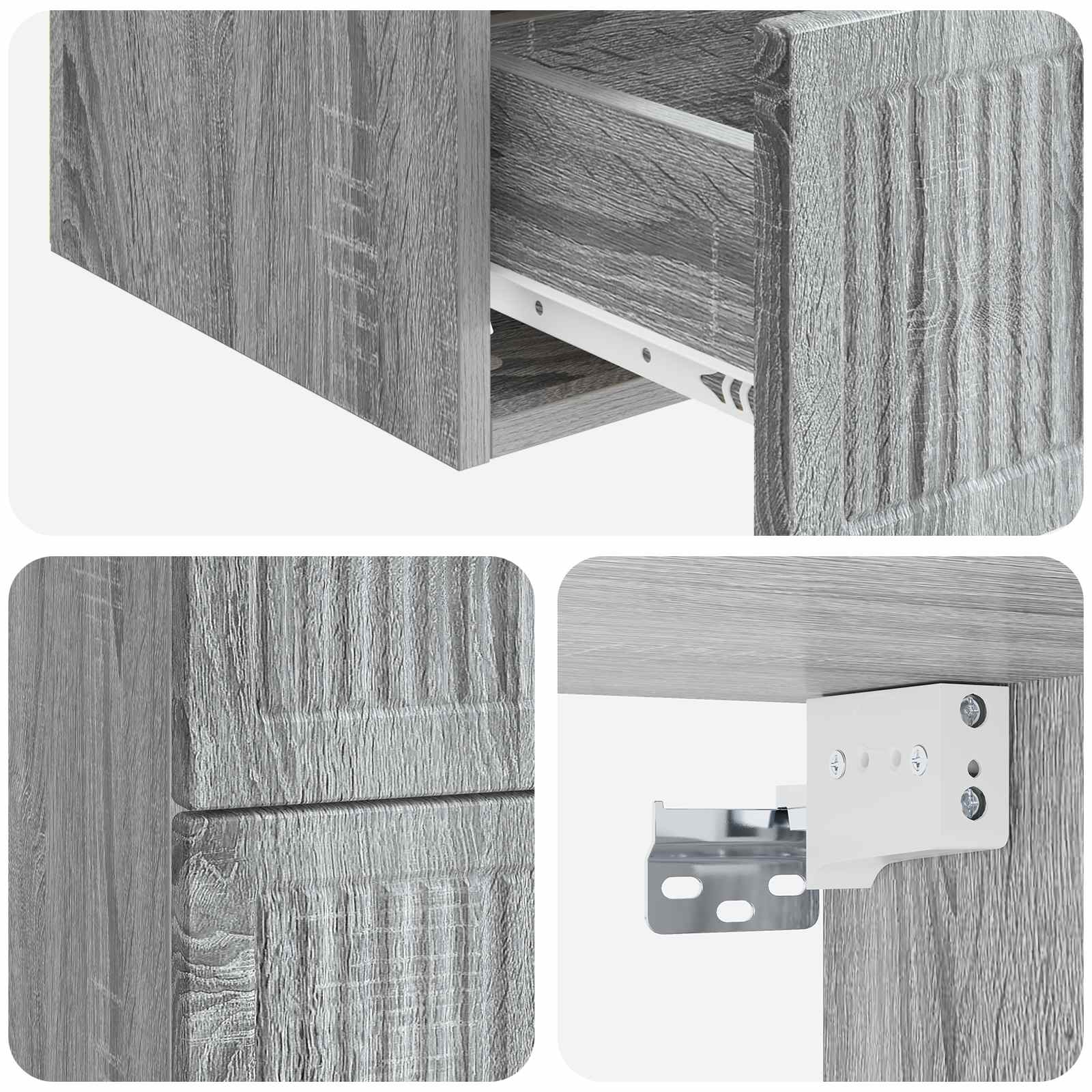 Wandbeugel Bedkast 2 pcs Grijs sonoma 33 x 34,5 x 40 cm