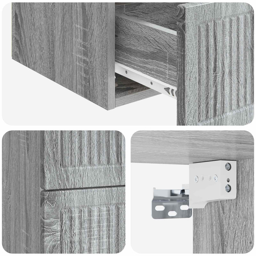 Wandbeugel Bedkast 2 pcs Grijs sonoma 33 x 34,5 x 40 cm