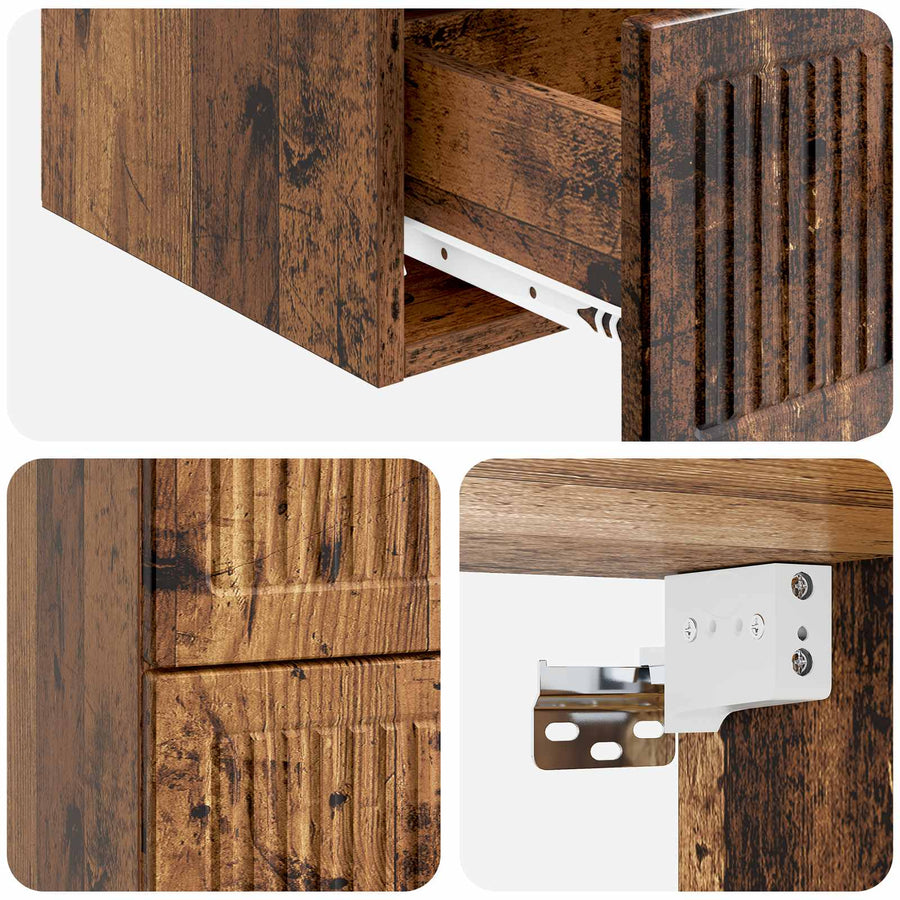 Wandbeugel Bedkast met lade 2 pcs Oud hout 33 x 34,5 x 40 cm