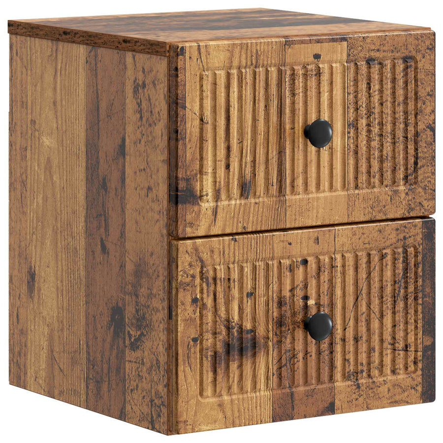 Wandbeugel Bedkast met lade 2 pcs Oud hout 33 x 34,5 x 40 cm