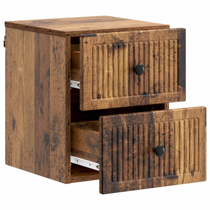 Wandbeugel Bedkast met lade 2 pcs Oud hout 33 x 34,5 x 40 cm