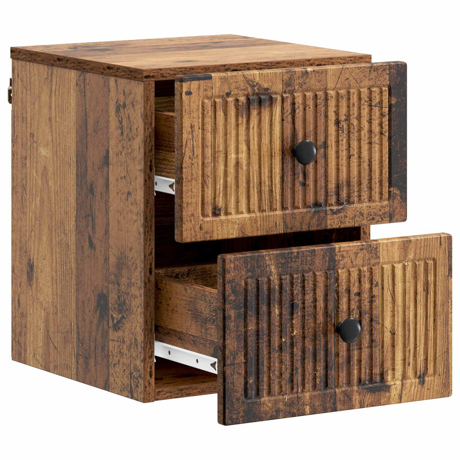 Wandbeugel Bedkast met lade 2 pcs Oud hout 33 x 34,5 x 40 cm