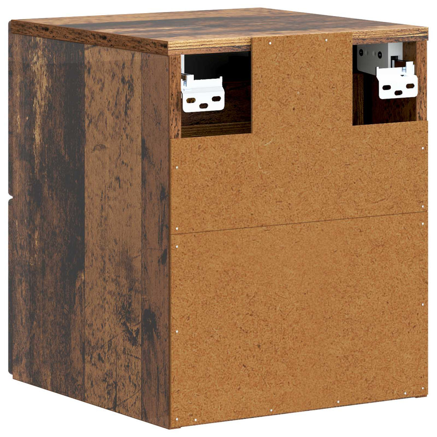 Wandbeugel Bedkast met lade 2 pcs Oud hout 33 x 34,5 x 40 cm