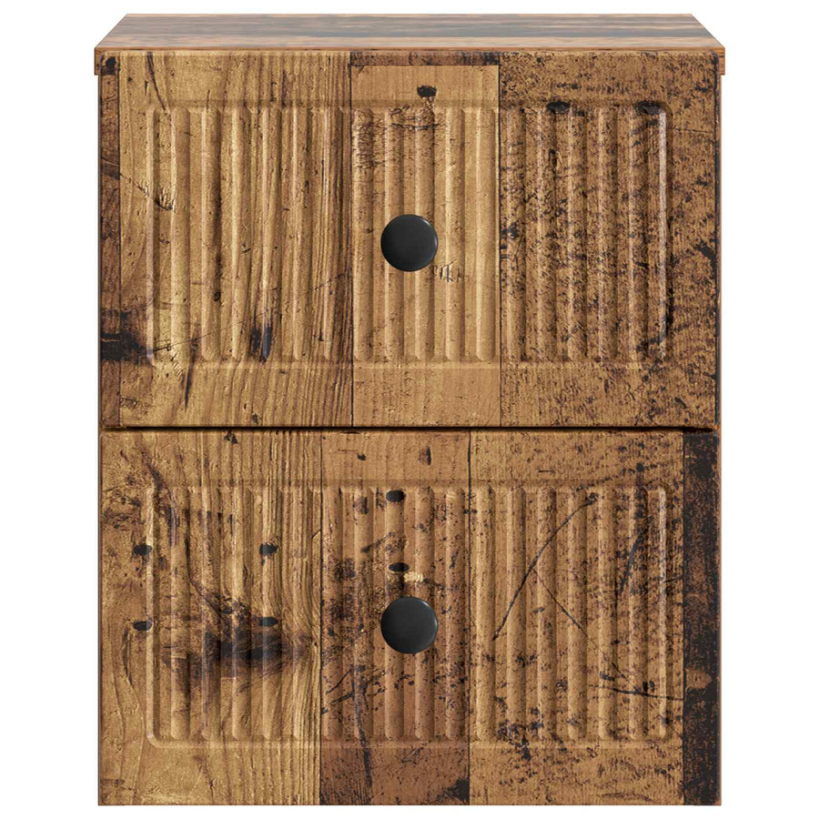 Wandbeugel Bedkast met lade 2 pcs Oud hout 33 x 34,5 x 40 cm