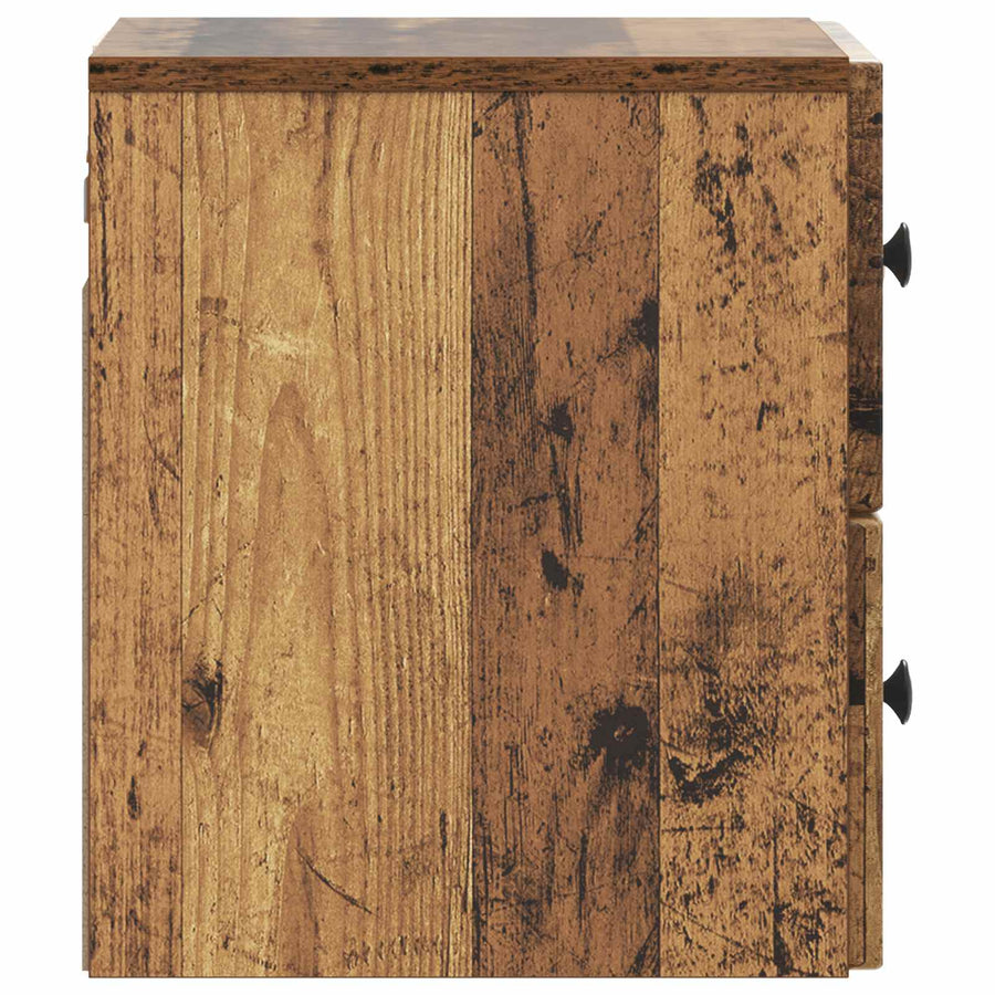 Wandbeugel Bedkast met lade 2 pcs Oud hout 33 x 34,5 x 40 cm
