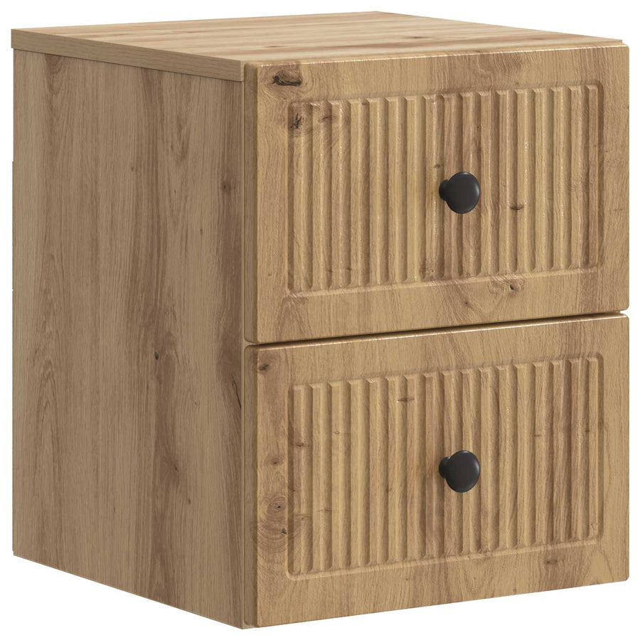 Wandbeugel Bedkast met lade Artisanaal eiken 33 x 34,5 x 40 cm