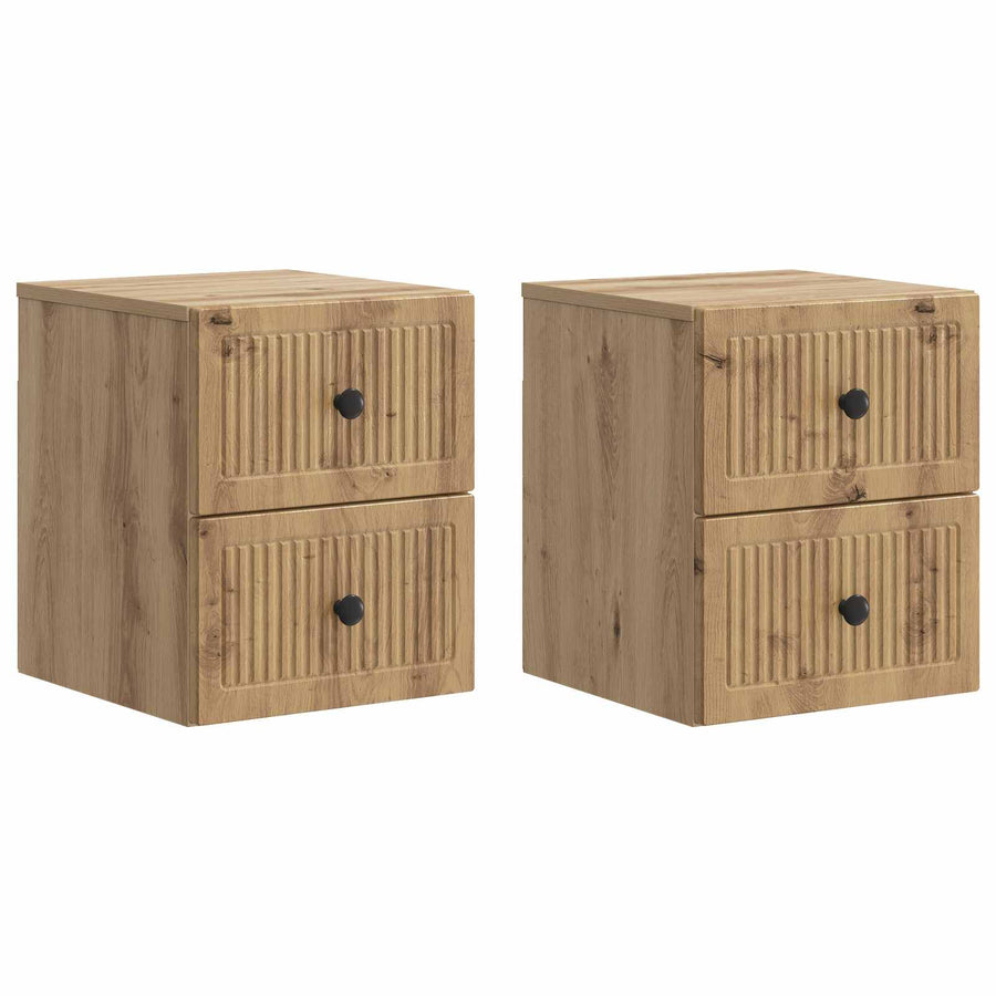 Wandbeugel Bedkast 2 pcs Artisanaal eiken 33 x 34,5 x 40 cm