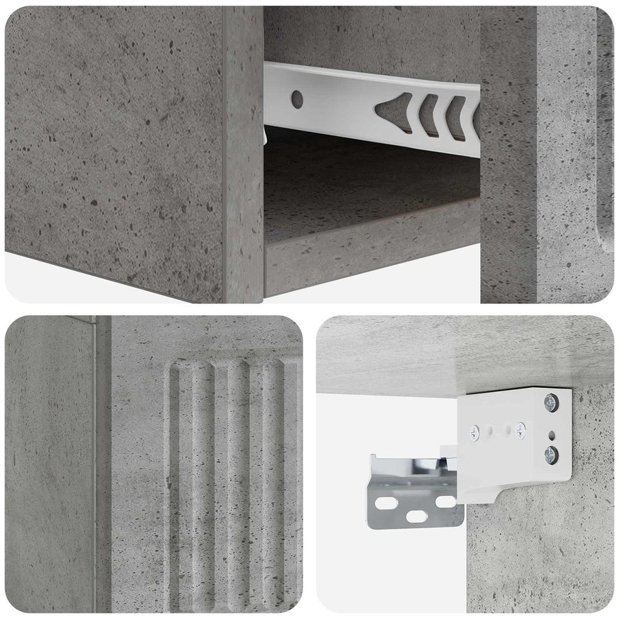 Wandmontage Zijtafel Betongrijs 59 x 34,5 x 17 cm Bewerkt hout