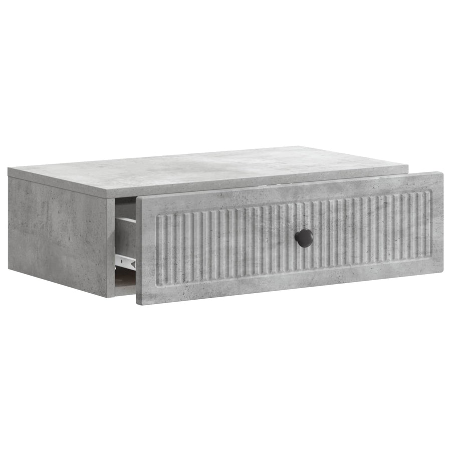 Wandmontage Zijtafel Betongrijs 59 x 34,5 x 17 cm Bewerkt hout
