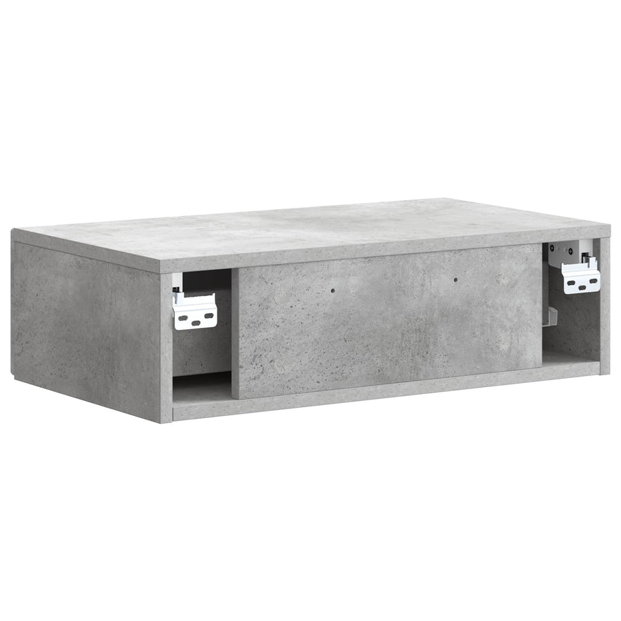 Wandmontage Zijtafel Betongrijs 59 x 34,5 x 17 cm Bewerkt hout