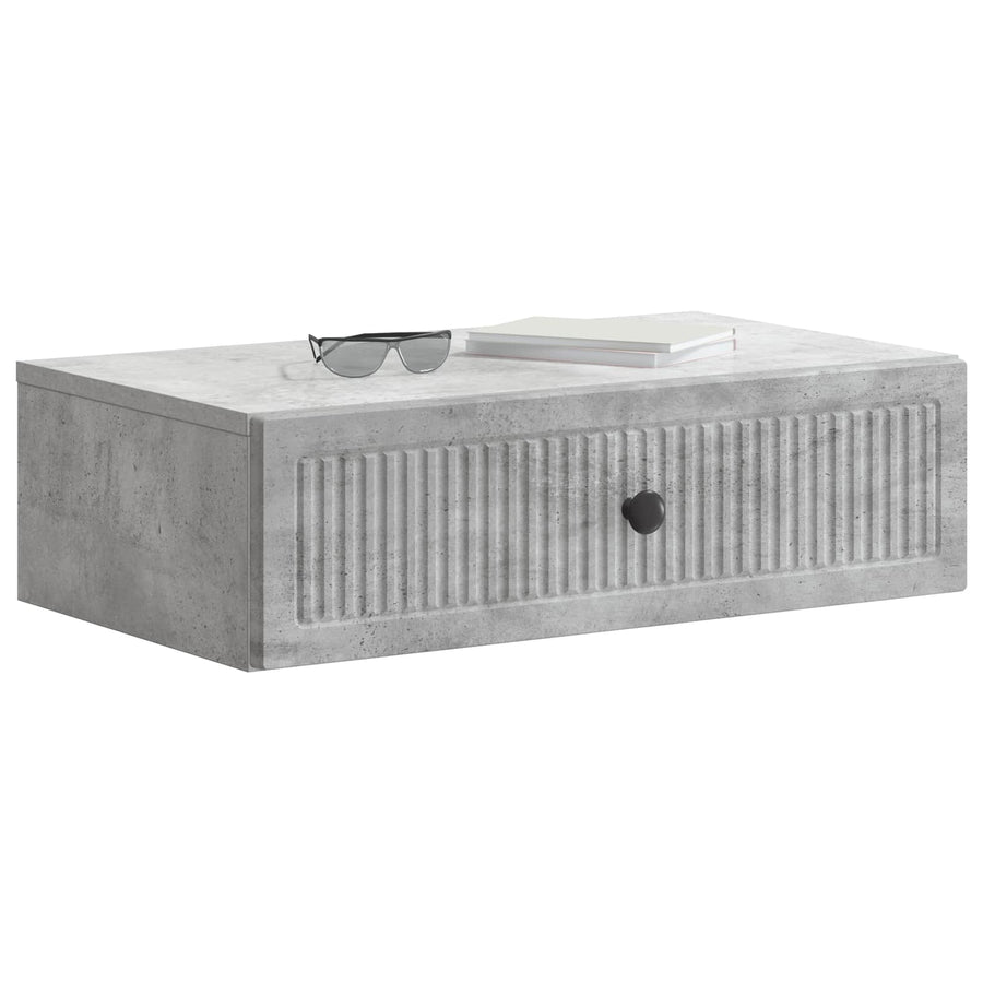 Wandmontage Zijtafel Betongrijs 59 x 34,5 x 17 cm Bewerkt hout